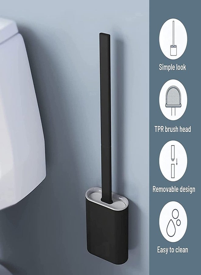 MALL Silicone Toilet Brush and Holder Bendable Efficient Cleaning Wall Mounted Toilet Bowl Brush with Long Handle Brush Head and Silicone Bristles No Rusty Handles Problem - Image 2